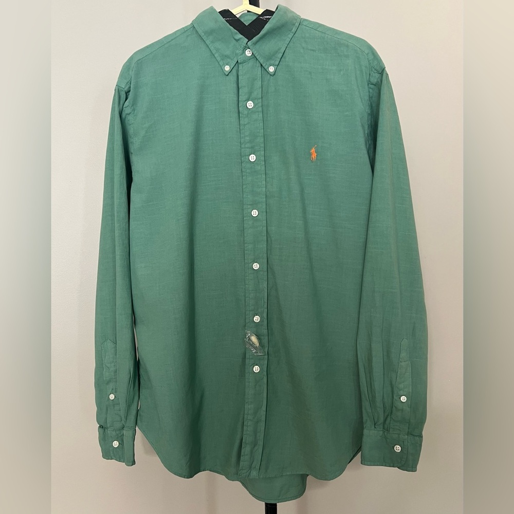 Polo green linen button up shirt New